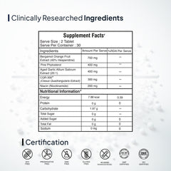 Supplement Facts of Miduty Cholesterol Care Tablets-main