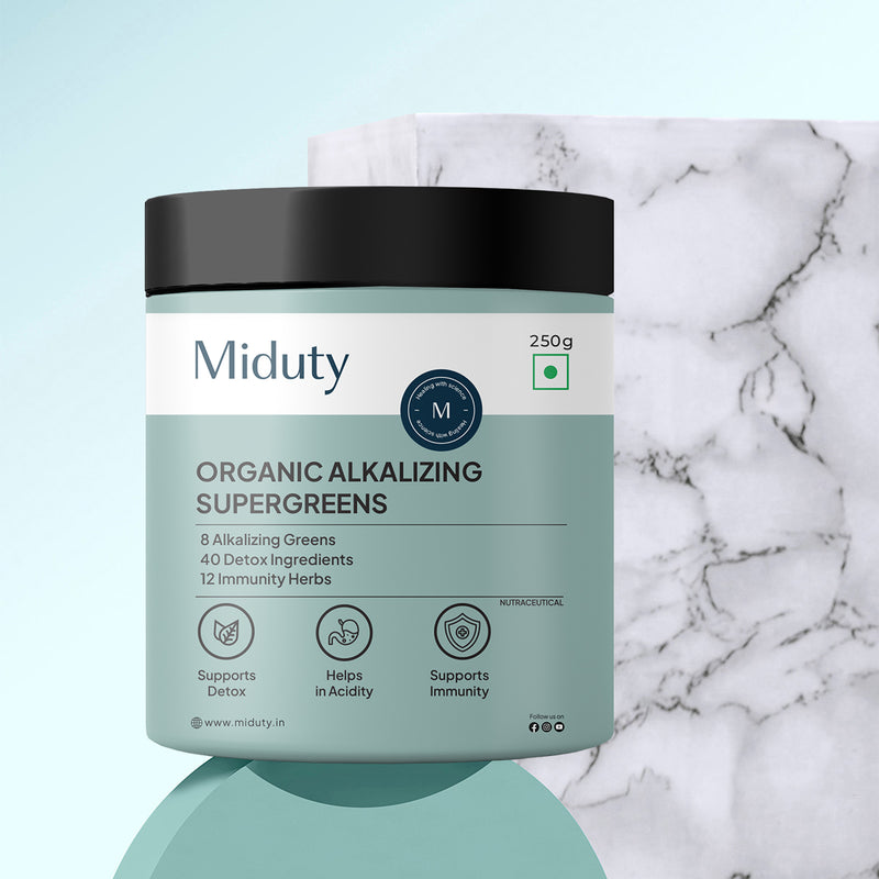 Miduty Supergreens Powder container front view