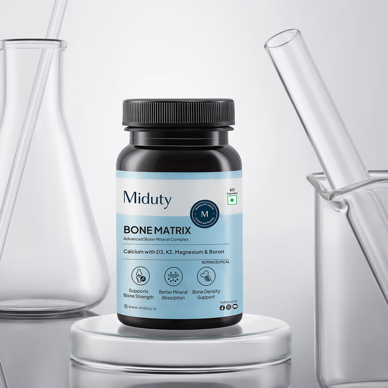 Miduty Bone Matrix Supplement - Calcium Citrate Capsules with Vitamin D3+K2, Magnesium, Boron, and Zinc for Strong Bones