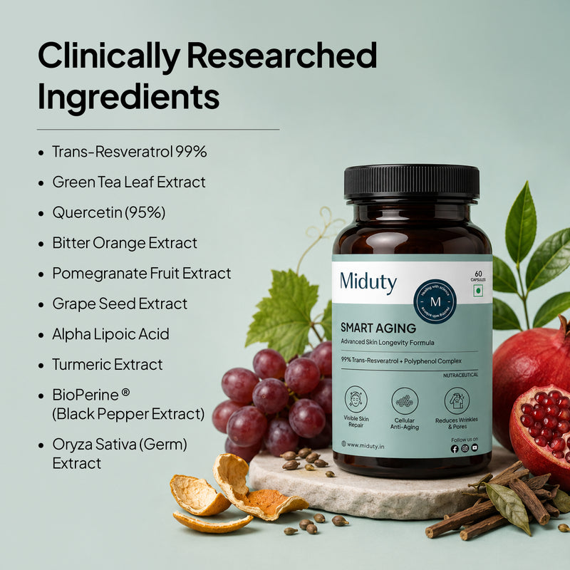 Smart Aging | Trans-Resveratrol 99% | Antioxidant Supplement for Skin