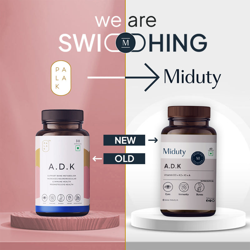 Miduty A.D.K Supplement OLD and NEW Branding, From Palak to Miduty