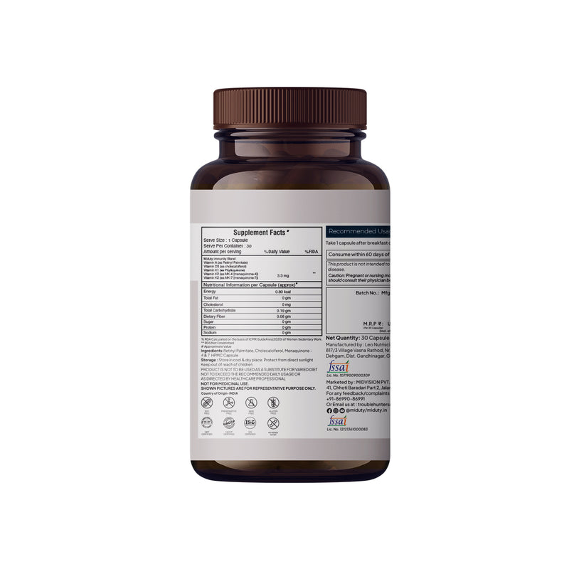 Miduty A.D.K Supplement bottle side view