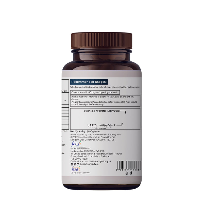 Recommended Dosage of Miduty Vitamin A, D3 and K2 Tablets
