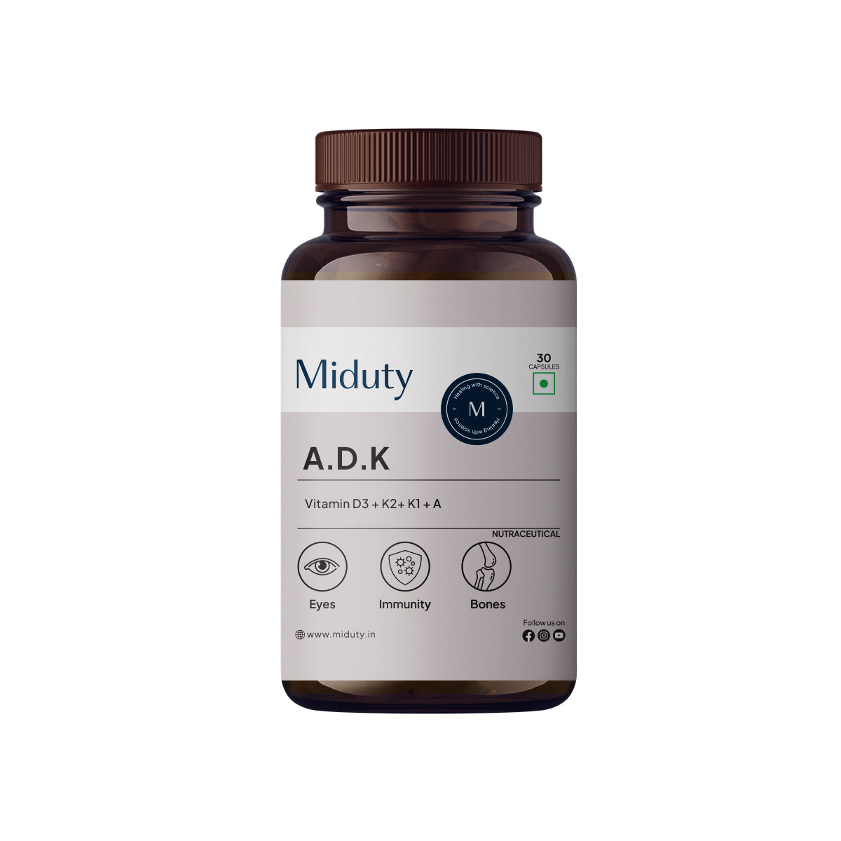 Vitamin ADK | 5000 IU | Vitamin A, K1, K2 & D3 Capsules