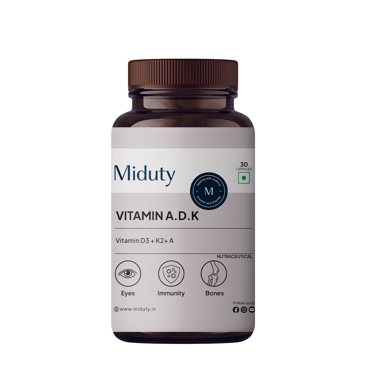 Vitamin ADK | 5000 IU Vitamin D3 | Vitamin A+K2+D3 (Active Forms)