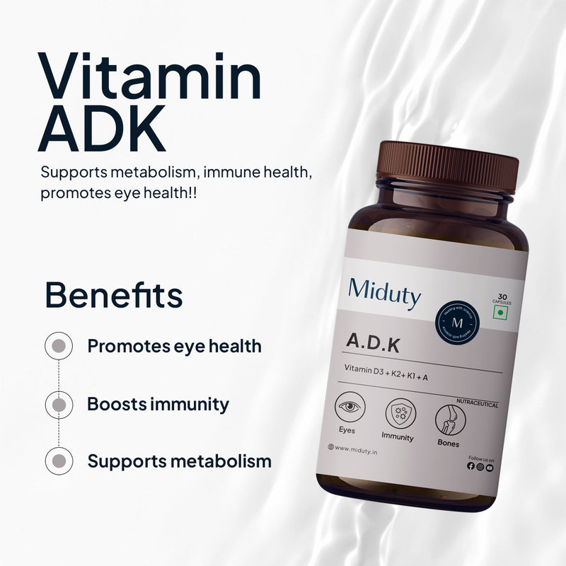 Vitamin ADK | 5000 IU | Vitamin A, K1, K2 & D3 Capsules
