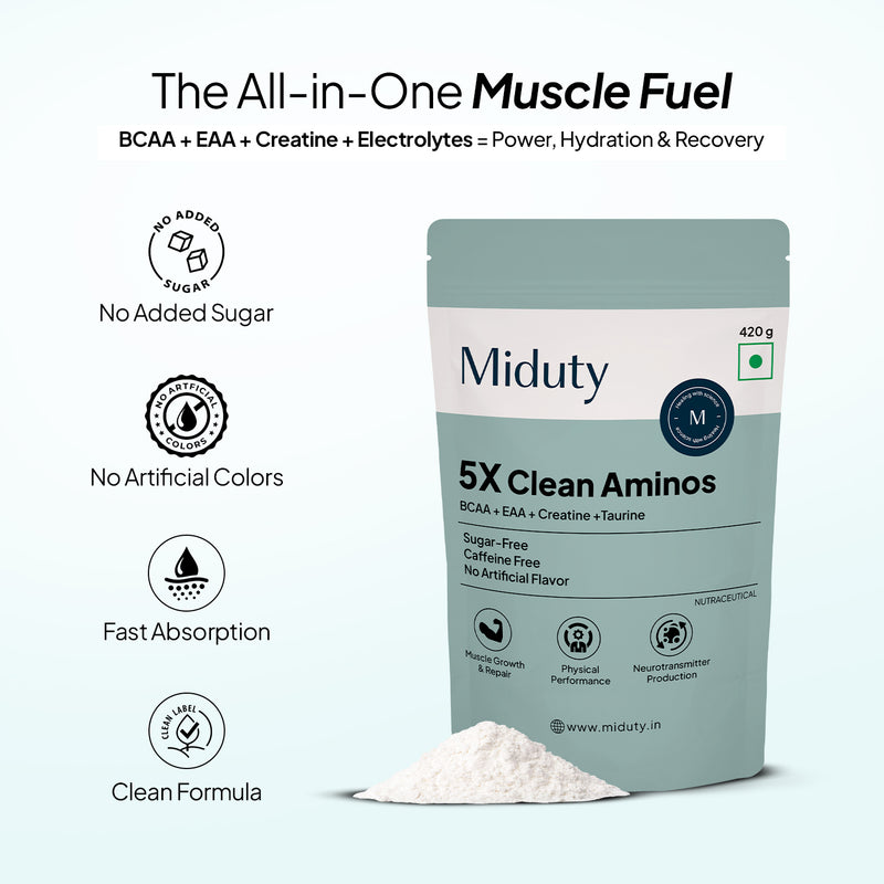 Benefits of Miduty 5X Clean Aminos Supplement