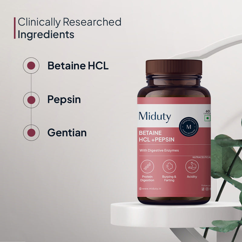 Betaine HCL + Pepsin | Gas, Acidity, Bloating Refief Solution