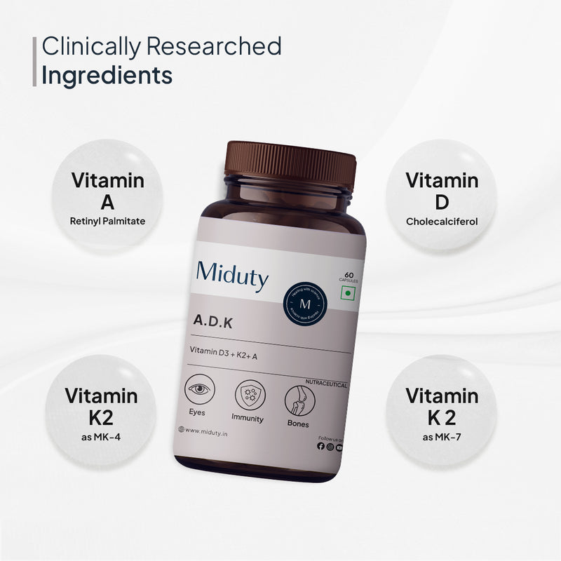 Ingredients in Vitamin A, D3 and K2 Supplement