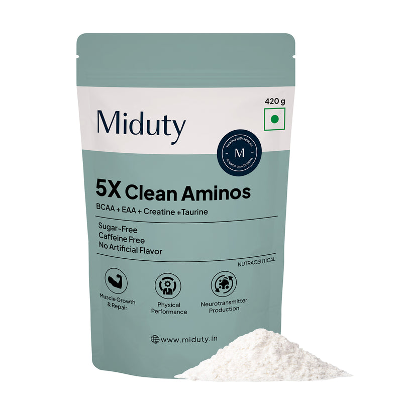 Miduty 5X Clean Aminos - BCAA and EAA Powder Supplement