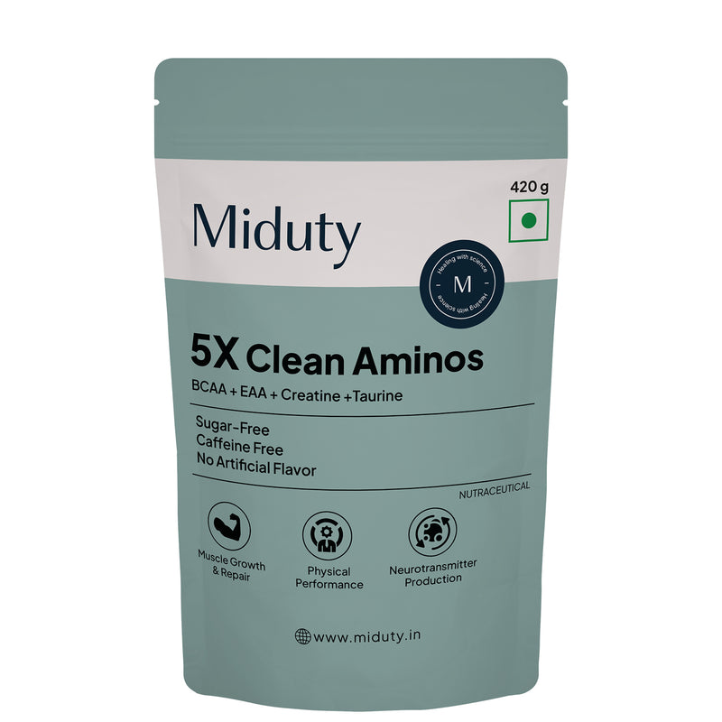 Miduty 5X Clean Aminos - BCAA and EAA Supplement with Creatine and Taurine