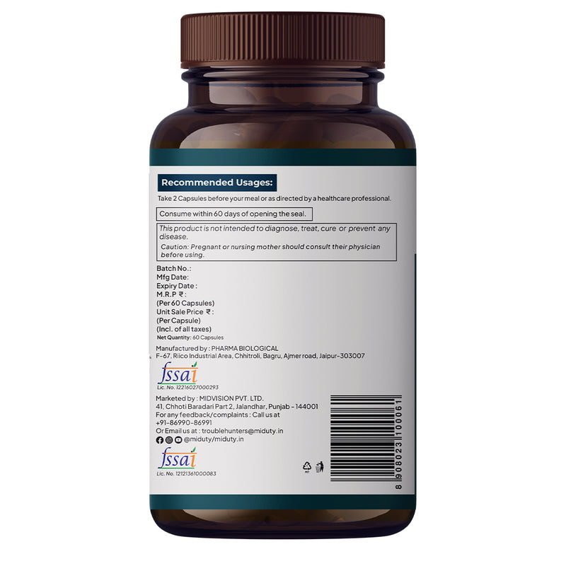 Berberine HCL 98% | Blood Sugar Control Supplement