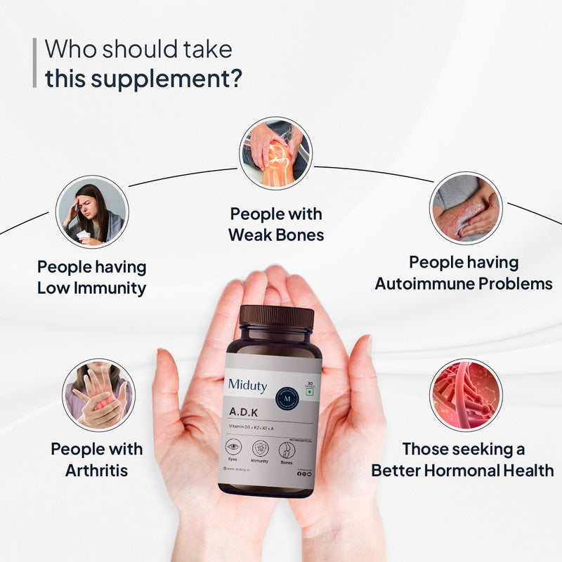 Vitamin ADK | 5000 IU | Vitamin A, K1, K2 & D3 Capsules