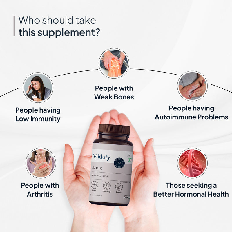 Who should take Miduty Vitamin A, D3 and K2 Supplement?