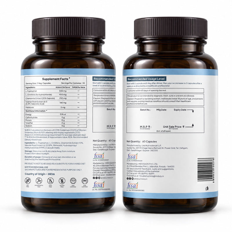 Back and Side view of Miduty supplement