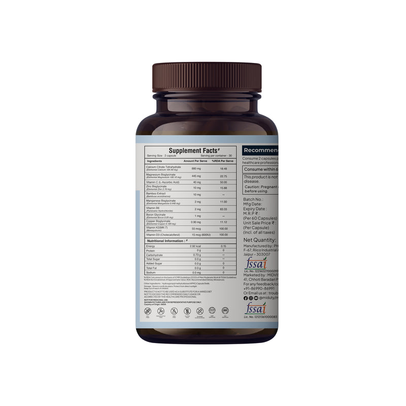 Miduty Bone Matrix Supplement bottle with label on a white background