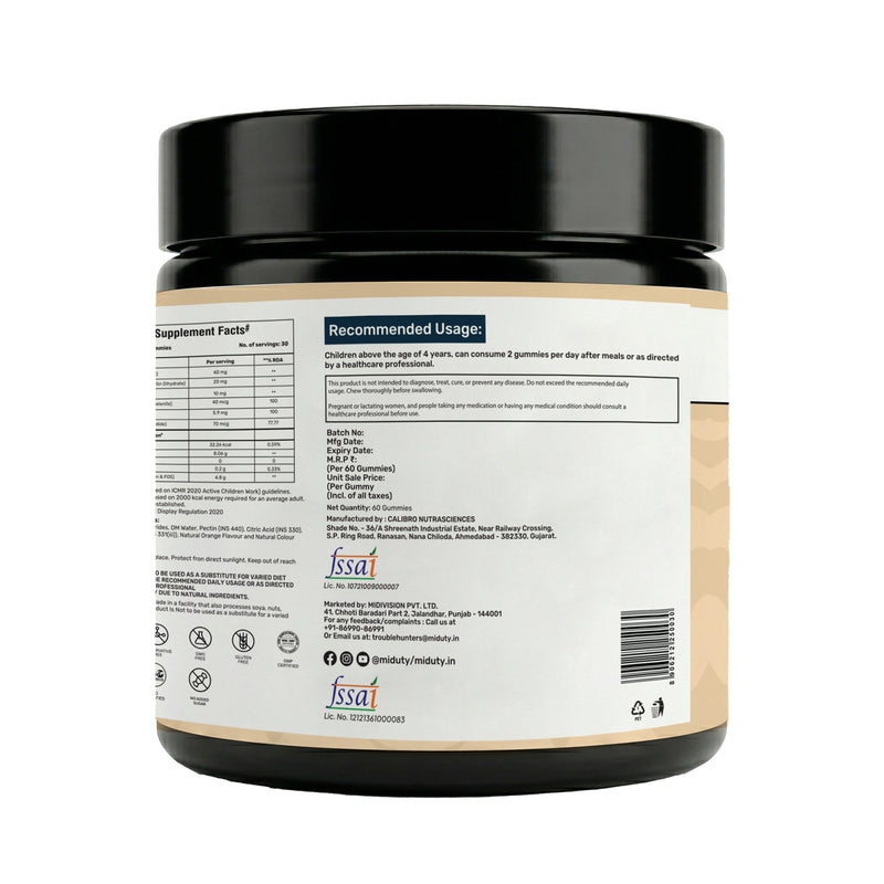 Miduty Kids Detox Gummies Supplement Jar Side View