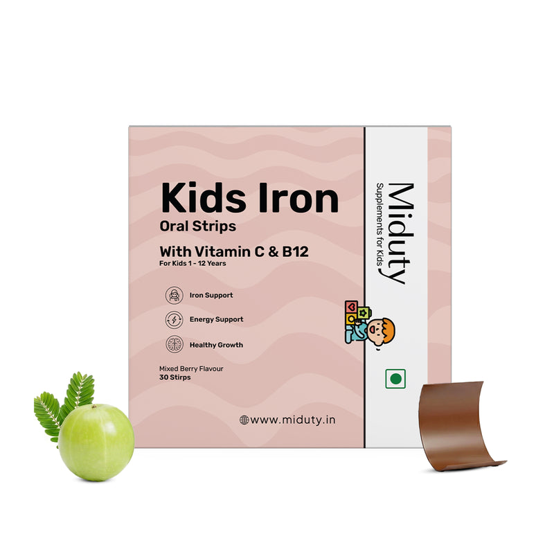 Box of Kids Iron Oral Strips with Vitamin C & B12 by Miduty