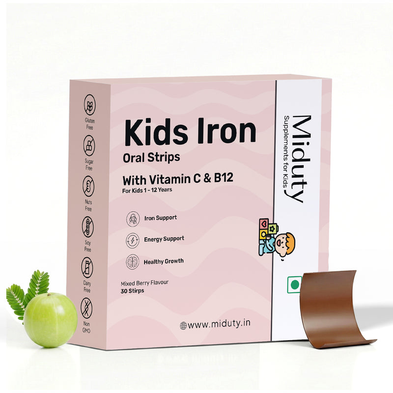 Box of Kids Iron Oral Strips with Vitamin C & B12 by Miduty
