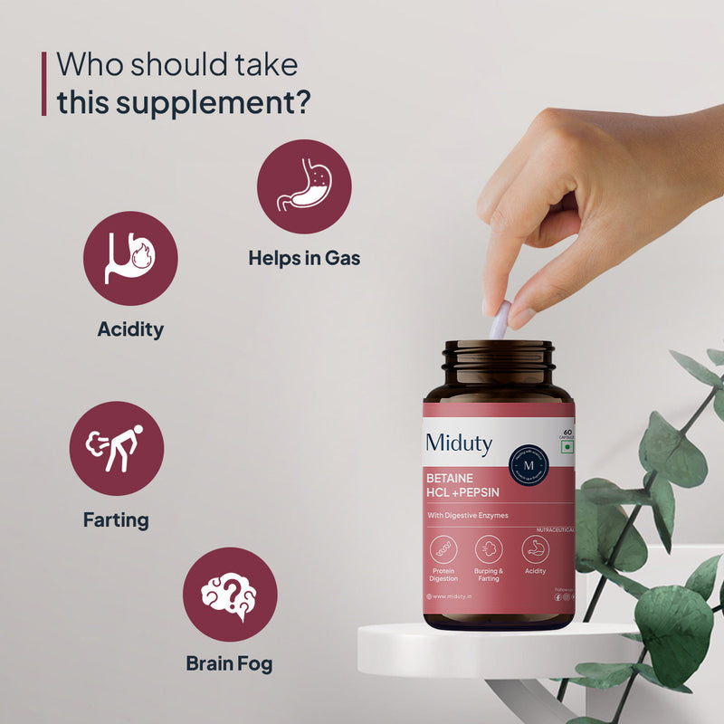 Betaine HCL + Pepsin | Gas, Acidity, Bloating Refief Solution